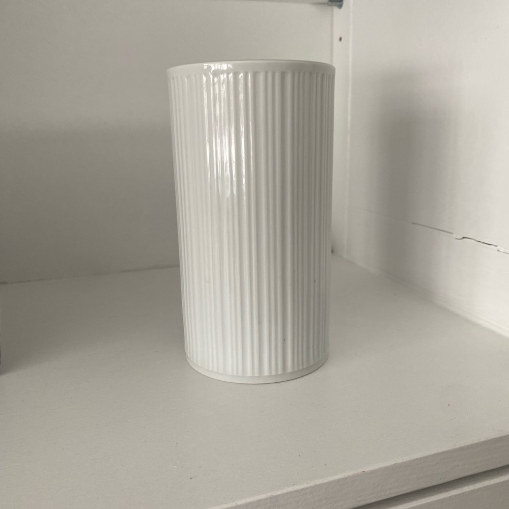 Vintage German MELITTA Cylinder Elegant White Ceramic Vase
